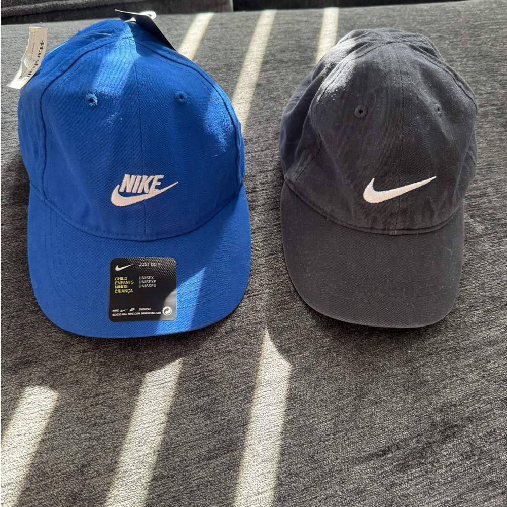Nike Kids Caps in Blue and Dark Gray